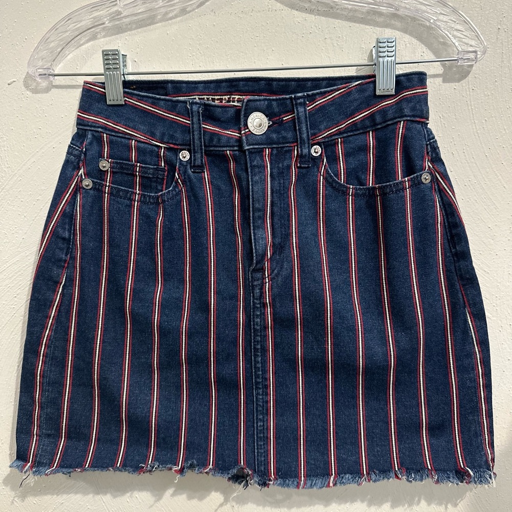 Striped Denim Mini Skirt
